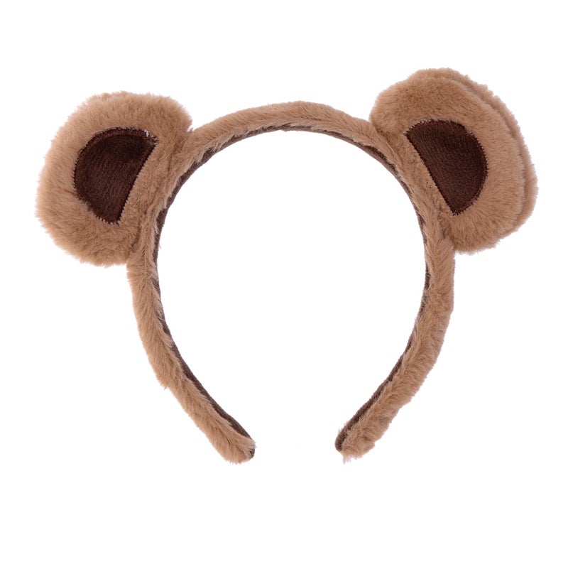 Vonokee ﻿Brown Bear Ears Headband Costume, Cute Care Movable Face Washing Headband,Soft Makeup Headband Plush Hair Hoops Hair Accessories - Image 2